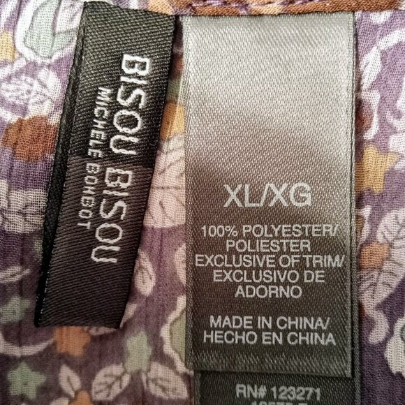 Bisou Bisou Sheer Boho Lace Accent Ruffle Neck Top - Picture 5 of 7